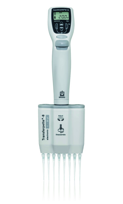 Brand Transferpette® -8 electronic, DE-M, 1-20 µl, Netzteil Europa (100-240 V / 50-60 Hz), #705400