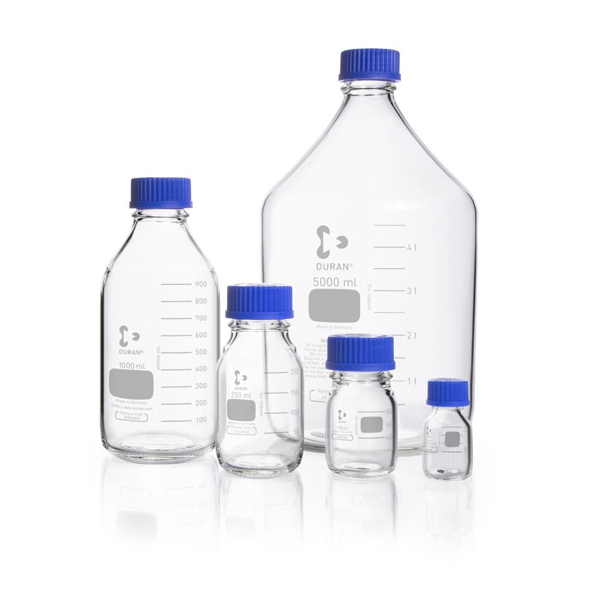 DURAN® Laborflasche, klar, mit Teilung, GL 25, mit Schraubverschluss (PP), 10 ml, Verkaufseinheit = 10 Stück, #218010851