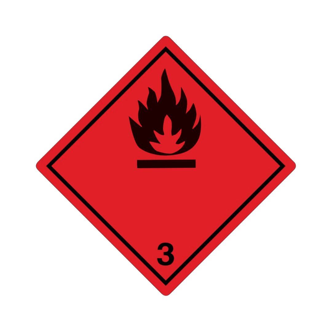 Gefahrgutetikett Klasse 3 (Entzündbare Flüssigkeiten), 100 x 100 mm, Folie, Rolle à 1.000 Stk.