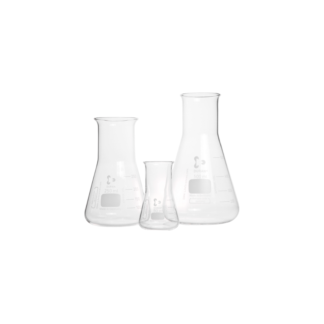 DURAN Erlenmeyerkolben Weithals, 100 ml, 10er Pack, DIN EN ISO 24450, 212262401